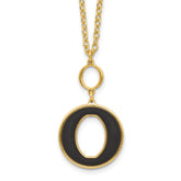 Sterling Silver Gold-plated 18in With 2 Inch Extention Black Enamel Circle Necklace